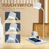 Multifunction LED Desk Lamp Wireless Charger Pad Stand Clock Bluetooth Speaker Night Light USB Port Night Lighting