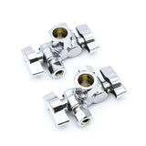 KING SMART 3/8" * 5/8" * 3/8" Comp. OD; 1/4 Turn Dual Handle Compression Stop Valve; 2Pcs/Case; 80407