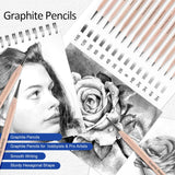 6/29 pcs Pro Sketching Drawing Pencils Set with Roll-Up Nylon Case,14 Graphite Pencils (14B-5H), Charcoal Pencils,Erasers
