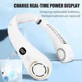 Mini Fan Silent Neck Hanging Fan Usb Portable Bladeless Rechargeable Led Digital Display Electric Air Cooler Summer Sports Fan