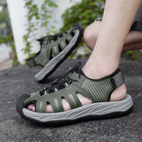 Summer Men's Sandals Beach Shoes Handmade Breathable Design Wading Casual Beach Shoes Lightweight Soft Bottom Outdoor Sandals