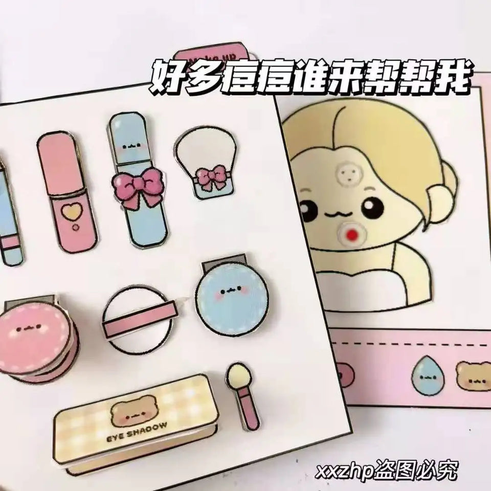 Children's Stress Relief Toys Beauty Salon Simulation Quiet Book DIY Material Package Handmade Toys Early Education Puzzle Stres