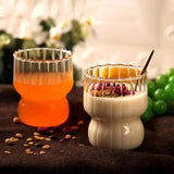 250ML Ins Iced Milk Coffee Glass Cups Ribbed Drinking Glasses Glassware for Cocktail Beer Soda Juice Home Bar Party Gift