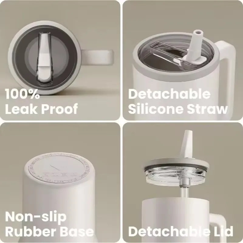 40 oz Insulated Tumbler with Handle Straw Double Wall Vacuum Leakproof Thermal Iced Travel Mug Hot Drink Coffee Cup with Lid
