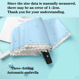 Women's Umbrella Lace Fashion Folding Umbrella Sunshade Umbrella Wind and Rain Resistance Travel Foldable Portable Student Gift