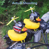 Bicycle Bell Black/Yellow Duck Cartoon Little Ducks Helmet Head Light Shining Duck Bicycle Bells Handlebar Bicycle Accessories