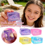 Glitter Squishy Cube Stress Squeeze Toys Anti Stress Slow Rebound Maltose Ice Cubes Colorful Squeeze Block Decompression Toy