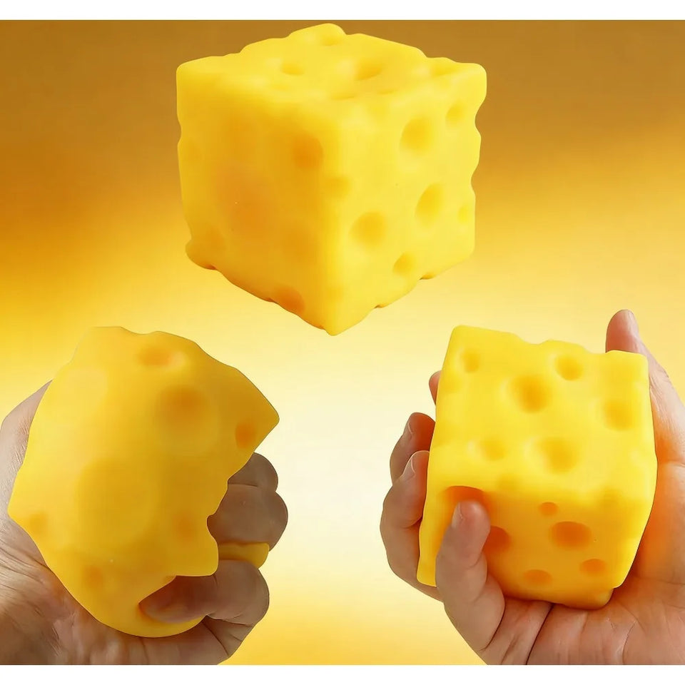 Soft Cheese Cube Squishy Toy - Simulation Squeeze Stress Relief Sensory Fidget Toy for Adults Focus Training Anxiety Relief Gift