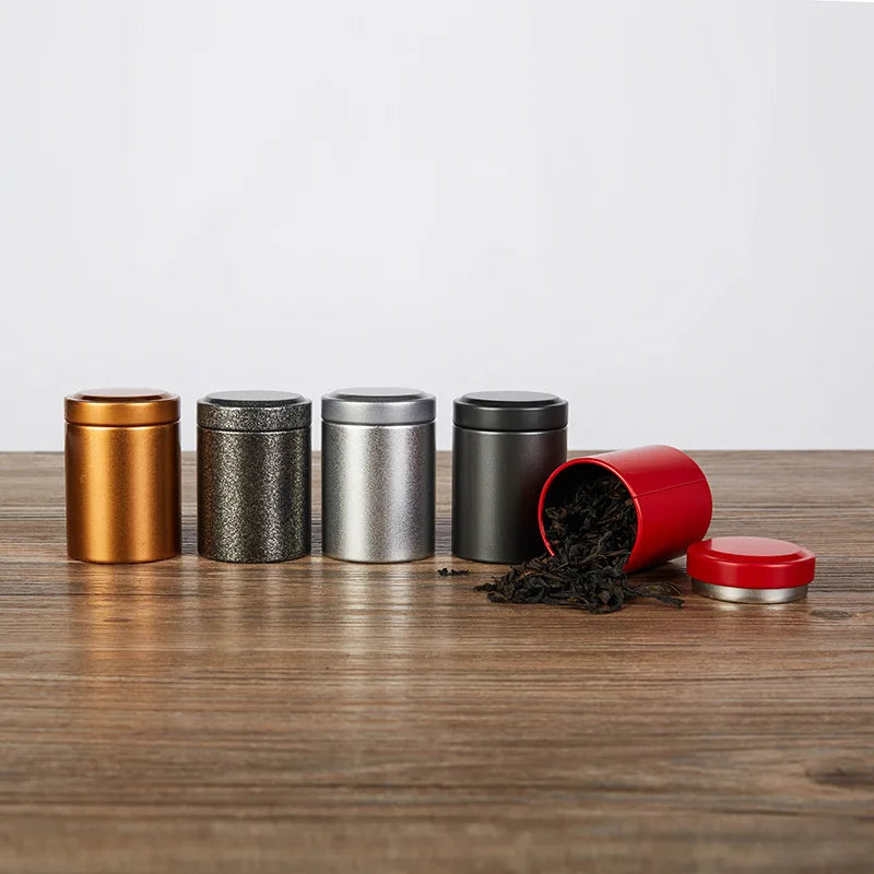 Round Shaped Jar Eco-Friendly Coffee Tea Caddy Mini Tin Storage Box Round Sealed Iron Box For Coffee Storage Home Decor Tea