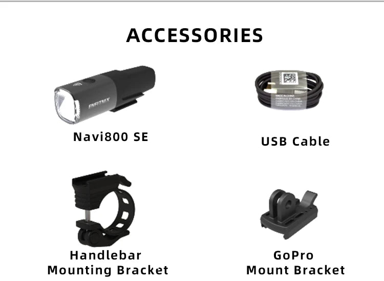 New Enfitnix Navi800SE Usb Rechargeable Road Mountain Bike Light Smart Headlights Smart Headlights 800 Lumens Long Life Time
