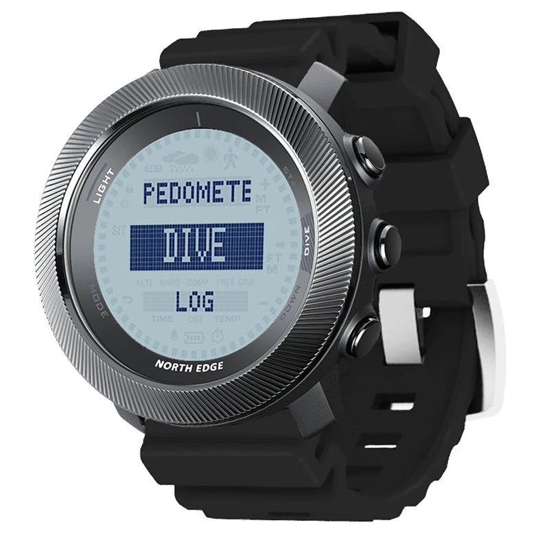 NORTH EDG APACHE-D Men's Digital Free Dive Watch Outdoor Sport Watches Altitude Barometer Compass World Time Waterproof 100M