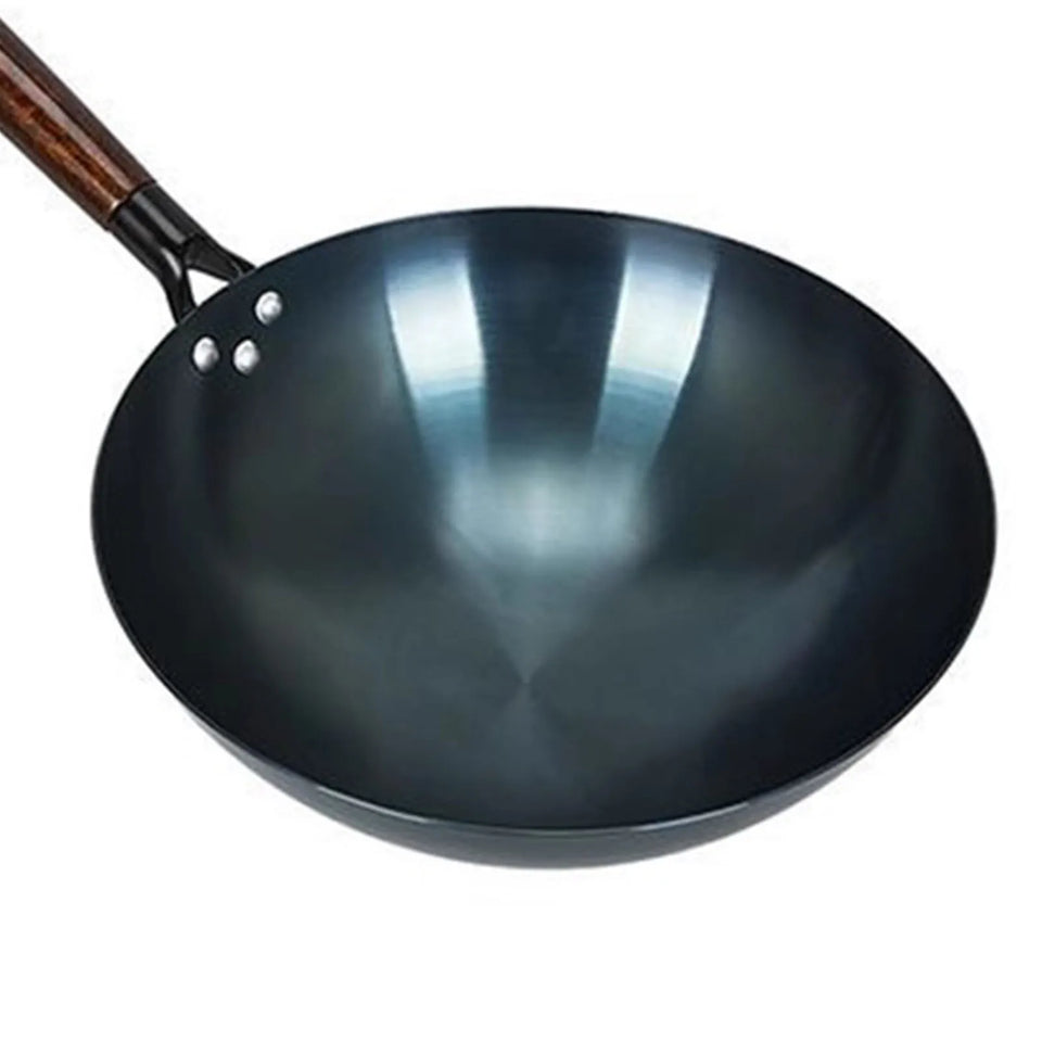 Traditional Chinese iron cooking pot/Iron pan/Round bottom with non-stick surface/Single handle/For household and commercial use