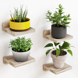 4PCS Floating Shelves For Wall Wood Shelf Display Ledges Room Decor Home Living Room Plant Flower Pot Tray Storage Garden Decora