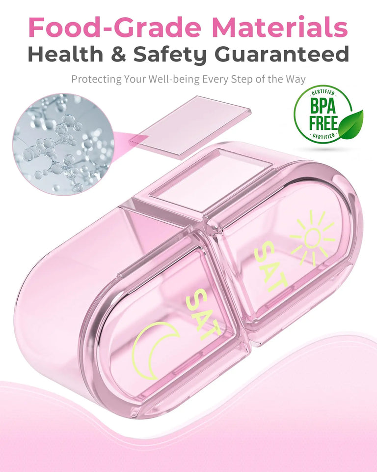 Pill Organizer, Pill Box 7 Day Am & Pm Pill Organizer 7 Days,Weekly Pill Case 2 Times a Day,Medicine Organizer for Travel