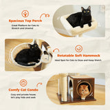Modern Cat Tree for Indoor Cats Multi-Level Wood Cat Tower with Cozy Condo Hammock Sisal Scratching Posts Kitten House Cat Toys
