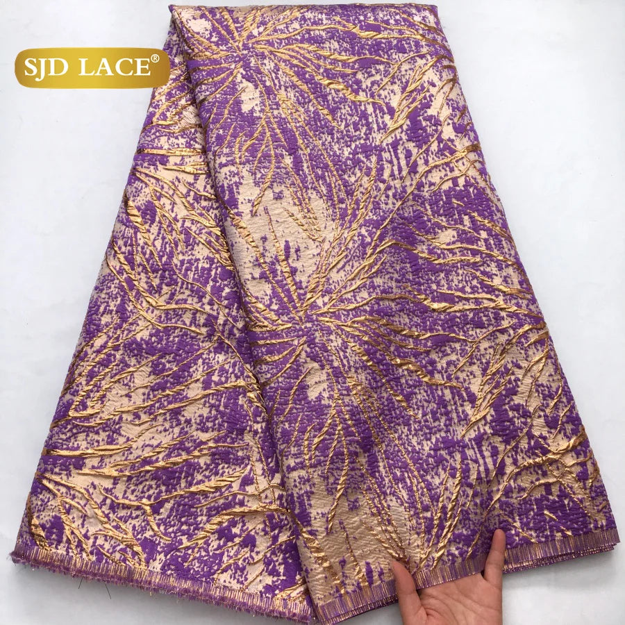 SJD LACE African French Tulle Brocade Lace Fabrics Damask Lace 2026 Latest Nigerian Gilding Jacquard for Women Party Dress 4318
