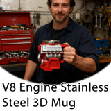 V8 Engine Coffee Mug, Retro V6 Engine Coffee Mug, Personalized Stainless Steel Wall Insulation Mug Xmas New Year Gifts for Mens