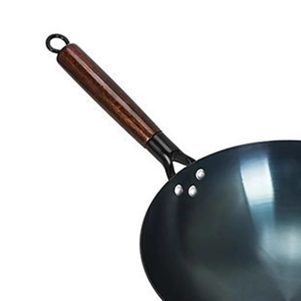 Traditional Chinese iron cooking pot/Iron pan/Round bottom with non-stick surface/Single handle/For household and commercial use