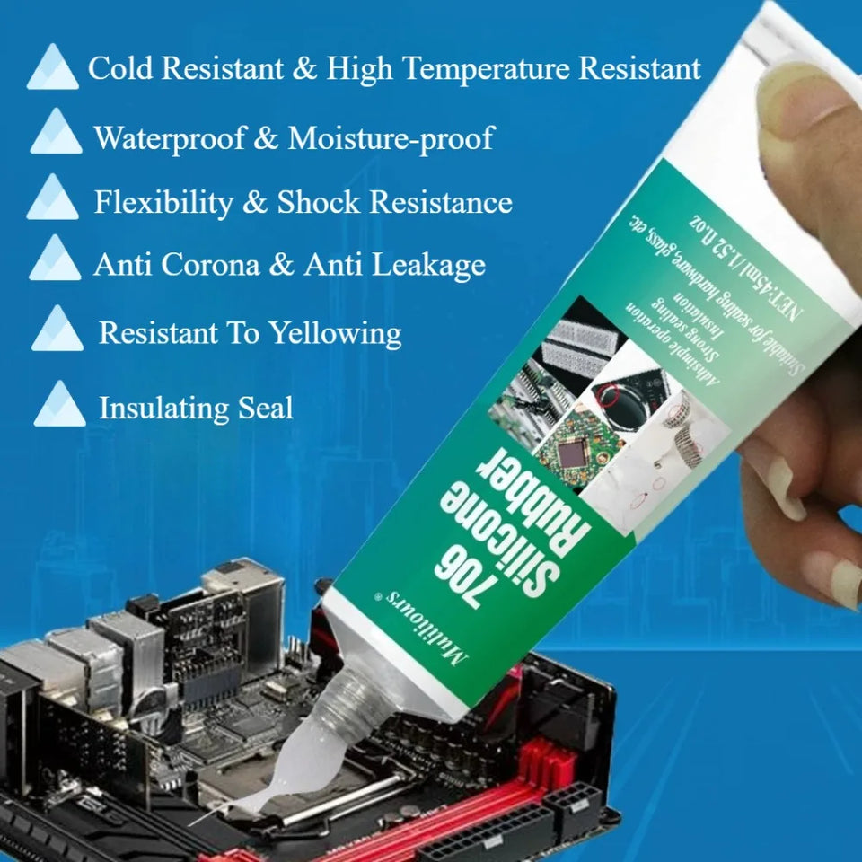 Electronic Waterproof Sealant 706 Silicone Rubber Paste Semi Transparent Insulation Anti Leakage Adhesive Fixing Glue