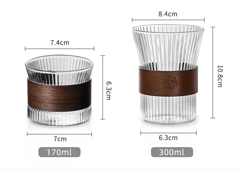 Glass Coffee Mug Japanese Style  Walnut Cup SleeveTransparent Kawaii Cup Coffeeware Beautiful Tea Mugs Beer Mug Cute Mug