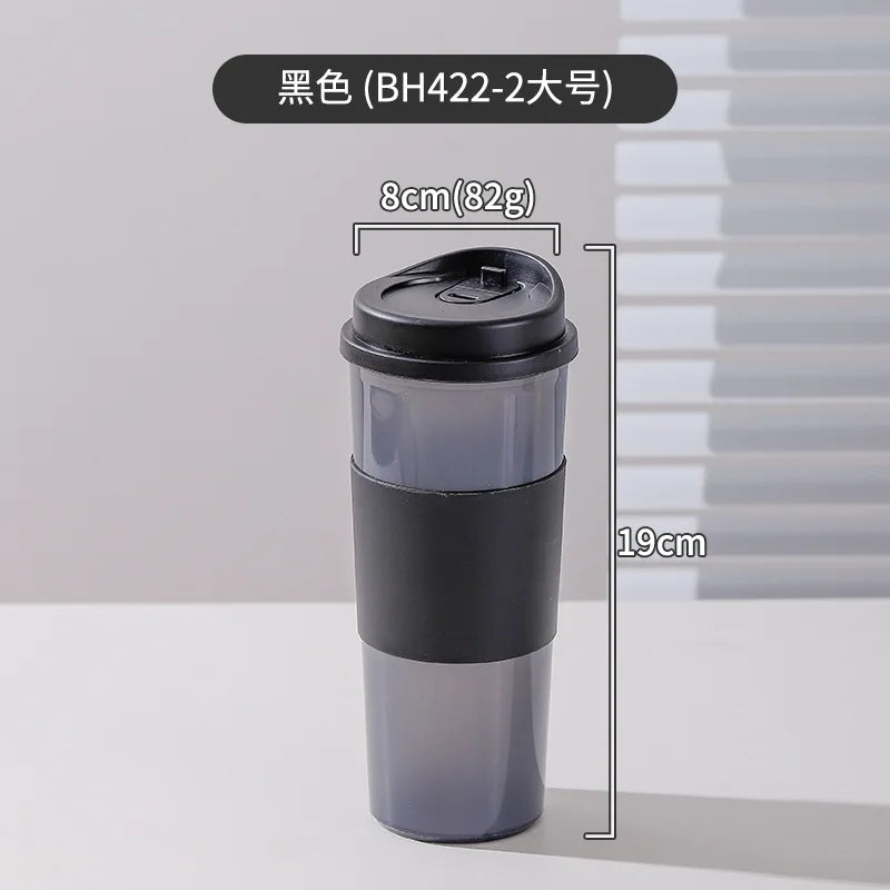 1PC 16OZ Reusable Free BPA Travel Plastic Coffee Cup with Non-Slip Sleeve To Go Travel Cups Hot or Cold Drinks
