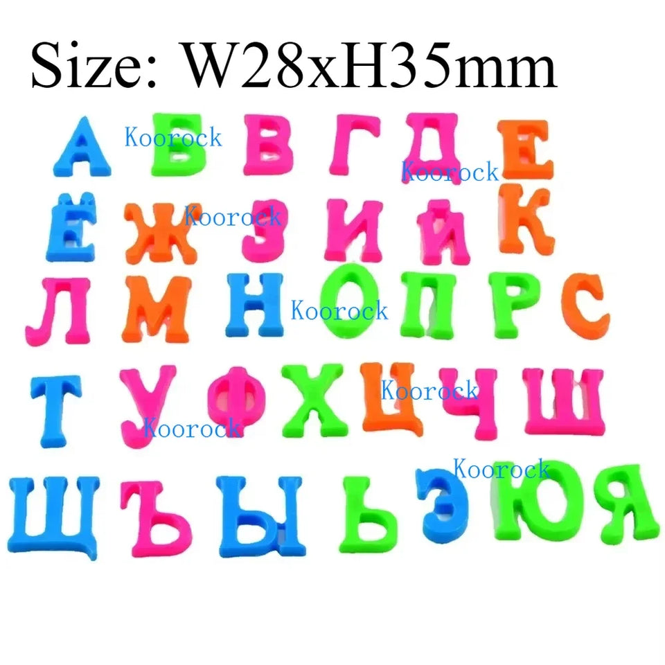 Colorful and Odorless Magnetic Letters in 4cm Uppercase Russian Alphabet for Infant Early Education