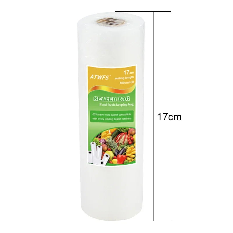 ATWFS Vacuum Bag Packaging Food Vacuum Sealer Bags for Food Storage Keep Products Fresh Bag 12/17/20/25/28cm*500cm 1 Roll