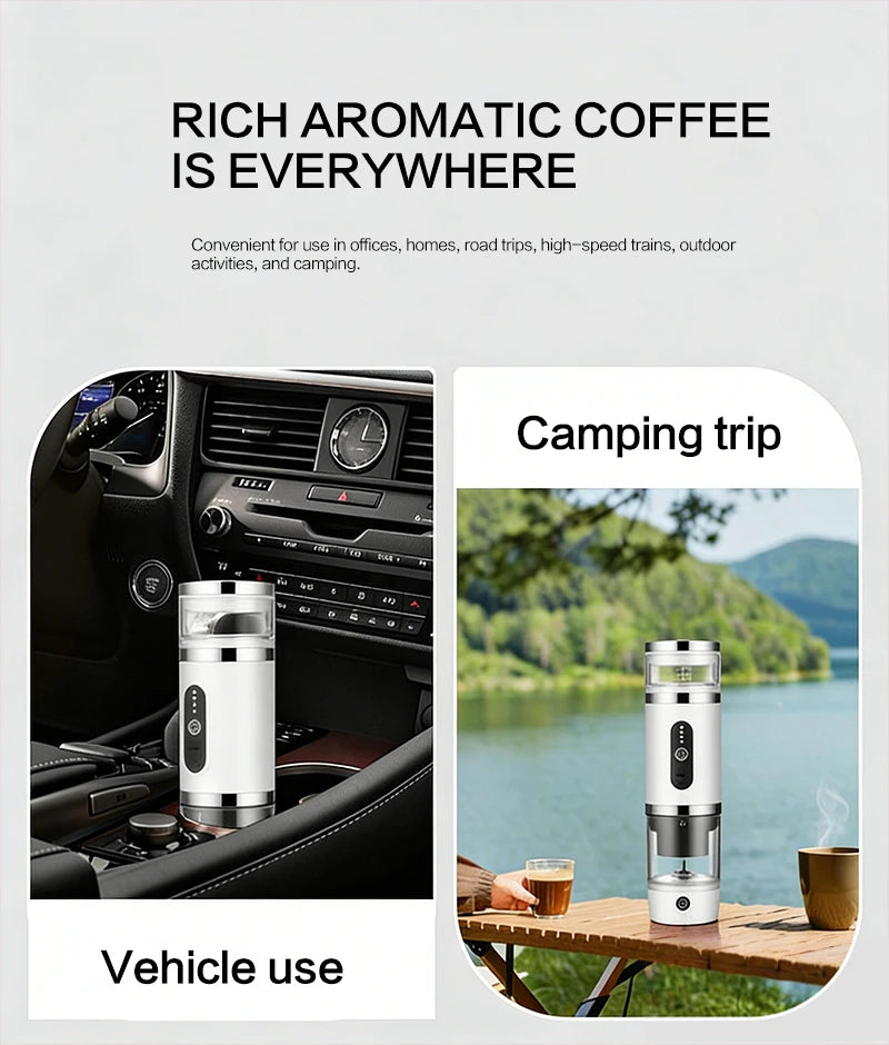 Outdoor camping portable capsule coffee machine, 3-in-1 multi-functional espresso machine with built-in wireless milk frother.