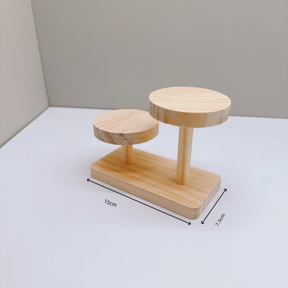 Wooden Ladder Shelf Multi Round Display Stand Storage Rack Solid Versatile Wood Jewelry Display Stand Cosmetics Doll Storage Rac