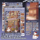 Kawaii commercial street 3D Winter House Landscape Sticker  DIY Pocket Cabin Scene festival gift