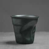 Coarse Pottery Coffee Cup   Hand Kneaded Pleated Cup Ceramic Latte Cup Espresso Cup Afternoon Tea Cup Vintage Cup