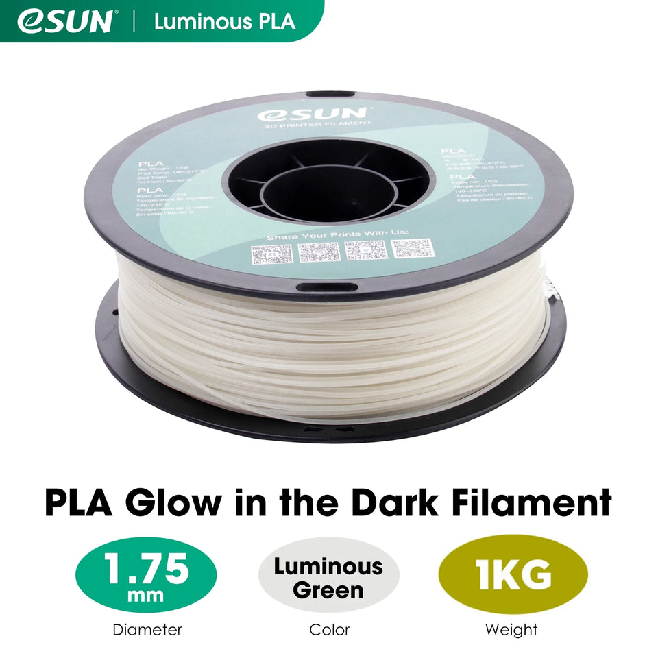 eSUN PLA Filament 1.75mm Glow in the Dark PLA 3D Printer Material 1KG Spool Luminous 3D Printing Filament for 3D Printer