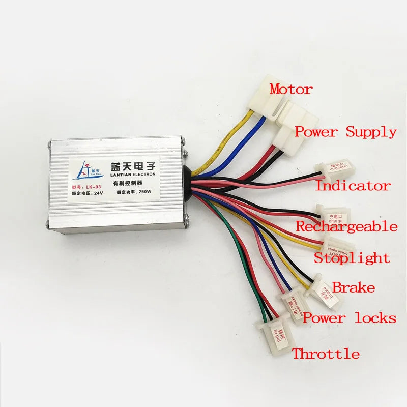 12V 24V 36V 48V 250W 350W 500W 800W 1000W Brushed speed regulating motor controller with throttle knob for electric bicycles