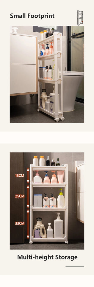 Bathroom Cabinet  Behind The Door Storage and Kitchen Storage Rack Multi-layer Narrow Cabinet Space Saving Trolley Storage Rack