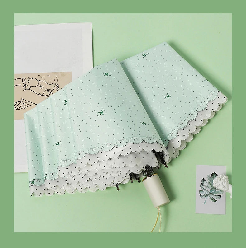 Women's Umbrella Lace Fashion Folding Umbrella Sunshade Umbrella Wind and Rain Resistance Travel Foldable Portable Student Gift