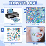 12Sheets Printable Holographic Sticker Paper Vinyl Sticker Paper A4 Waterproof Quickly Stickers for Laser Printer Inkjet Printer