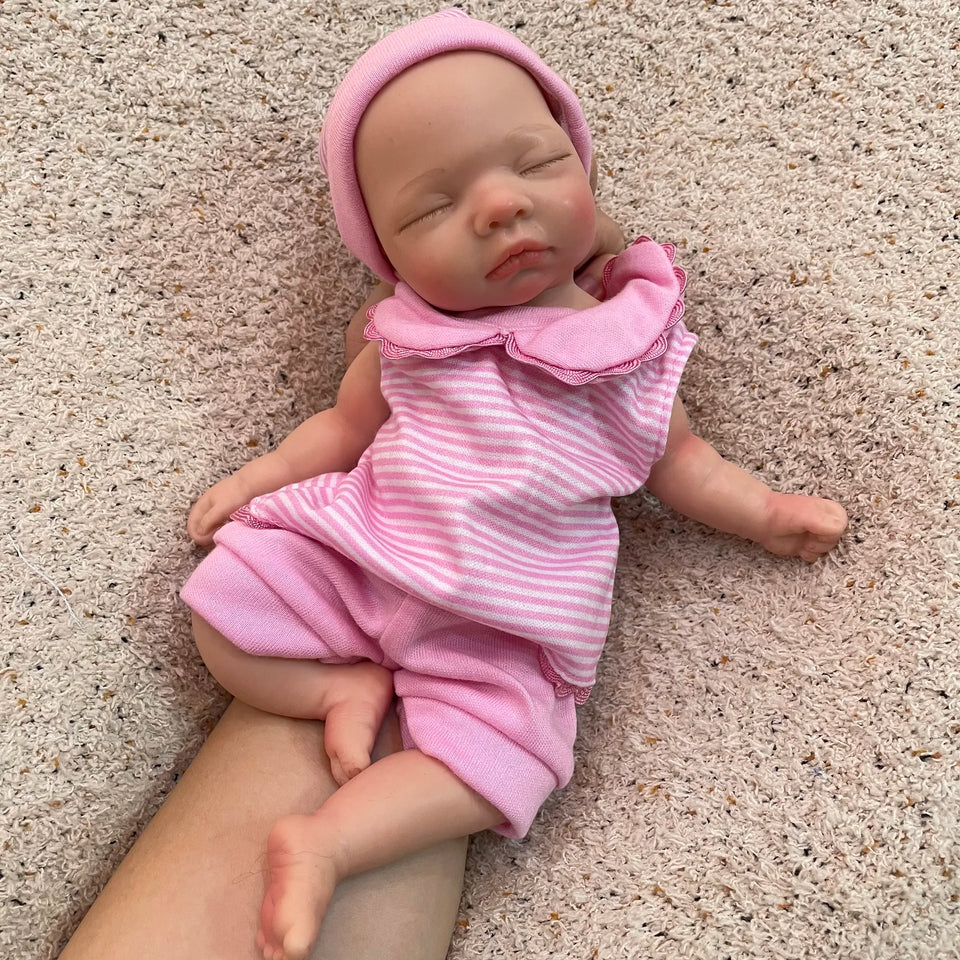 AnjoDoll 10Inch Silicone Girls Whole Body Soft Solid Silicone Reborn Doll Handmade Painted Washable Play Dolls Toys For Gifts
