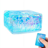 Glitter Squishy Cube Stress Squeeze Toys Anti Stress Slow Rebound Maltose Ice Cubes Colorful Squeeze Block Decompression Toy