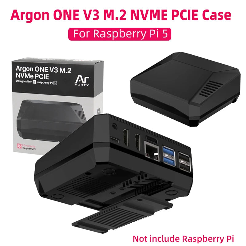 Argon ONE V3 M.2 NVME Case for Raspberry Pi 5 Aluminum Shell Bulit-in PWM Fan Heatsinks for RPI 5