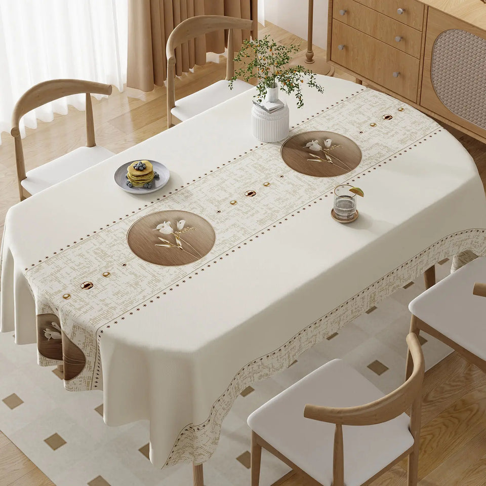 Square Printing Tablecloth No Wash Oil Proof Waterproof and Heat-resistant PVC Table Mat Home Banquet Coffee Table Decoration