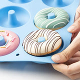 Blue Food Grade LFGB Silicone Donut Mold Set of 2 for 6 Doughnuts Non-Stick Baking Pan Dishwasher Safe Heat and Microwave Resis