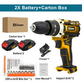 Gisam Cordless Drill Rechargeable Electric Screwdriver Electric Drill Mini Wireless Hand Drill Lithium-Ion Battery Power Tools