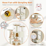 JHK 54in Tall Multi-Level Cat Tree Tower for Indoor Pet Furniture Stable Kitty Play House with Sisal Scratching Post for Home