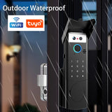 Outdoor Waterproof Smart Tuya Wifi Lock 3D Face Recognition Digital Code Keyless App Fingerprint Lock With Rechargeable Battery