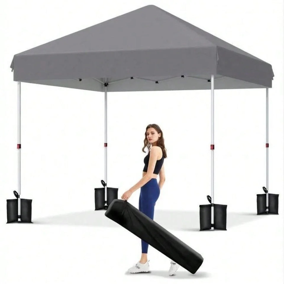 10x10 FT Pop Up Canopy Tent with 3 Adjustable Heights – Outdoor Sun Shade Shelter, 4 Sandbags & Carry Bag, for Parties & Events