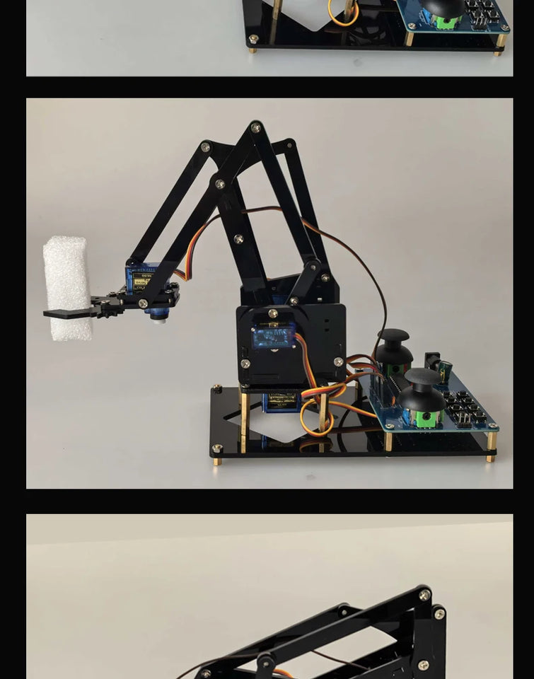 DIY Black Robotic Arm Construction Kit - Learn Welding, Basic Electronics, Circuit Design & Control, Perfect for STEM Projects, Maker Education, Beginners Tech Gift