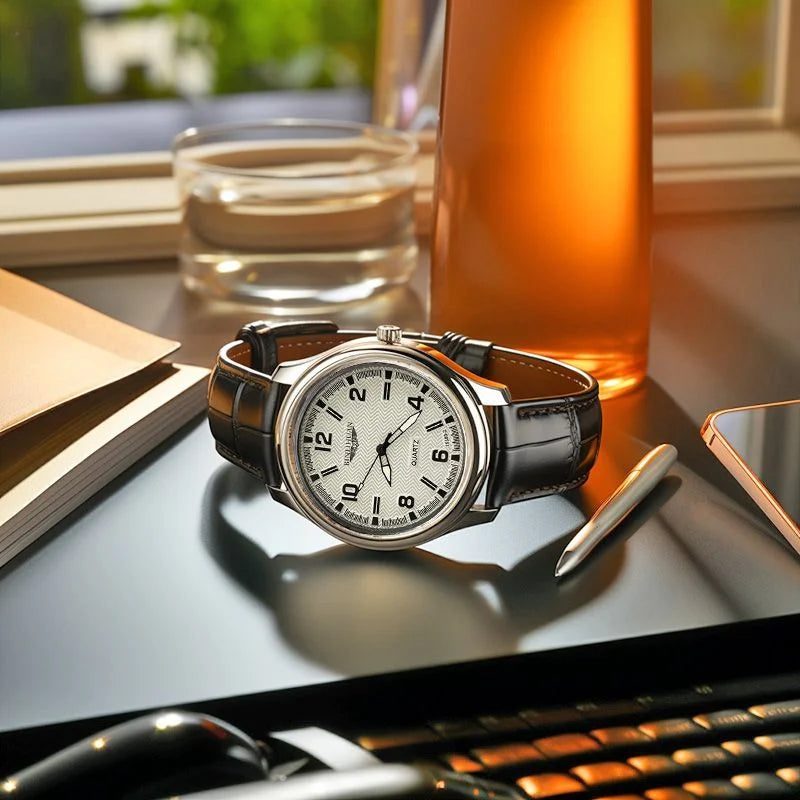 Top Brand Man Wristwatch Luxury Business Waterproof Men Watch For Men Quartz Clock Leather Men's Watches reloj+Box Men's Gift