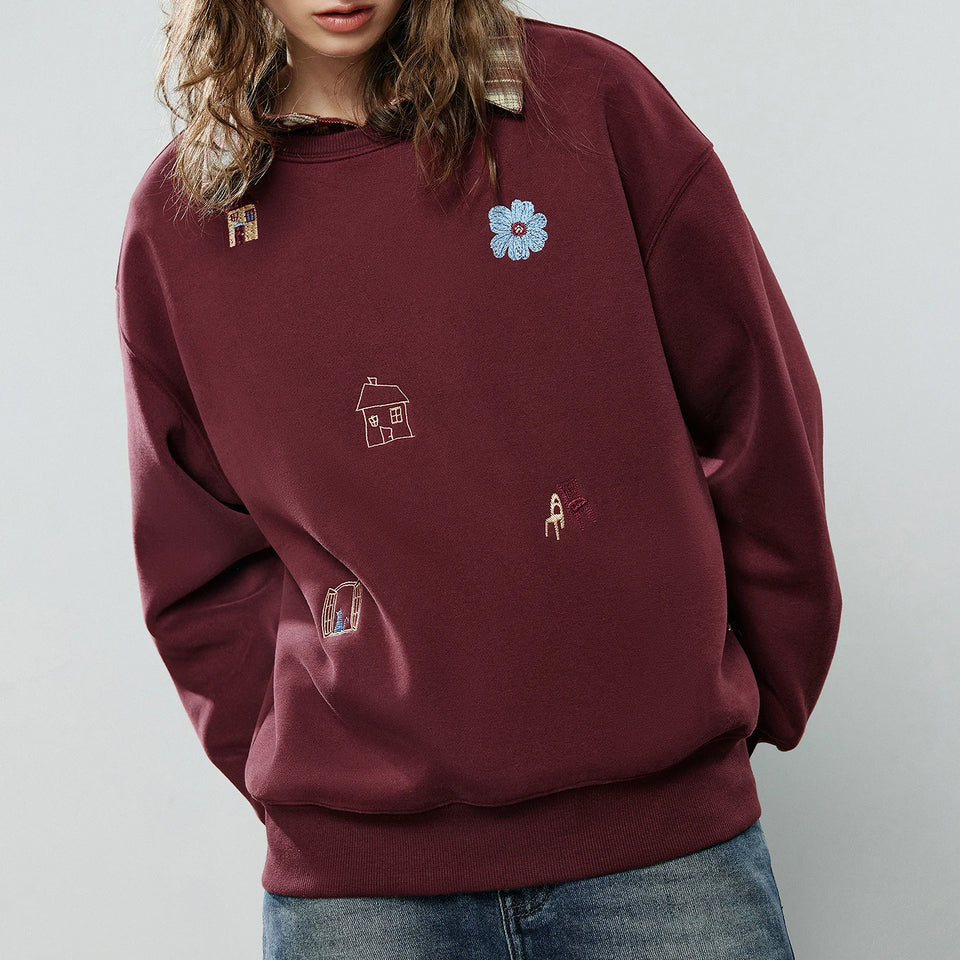 TOYOUTH Women Warm Hoodies Sweatshirt 2025 Winter New Cotton Cartoon Embroidery Age-Reducing Tops