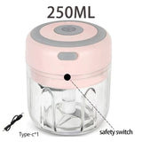 Multifunctional Electric Garlic Chopper 100/250mL Portable Vegetable Grinder Onion Mixer Mashing Machine for Kitchen