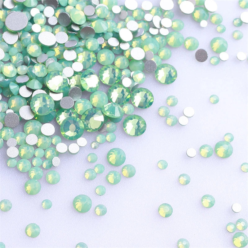 1440Pcs Mix Size Glass Flatback Rhinestone Glitter Crystal AB Round Diamond Non Hotfix Glue On Stone for DIY Nail Art Decoration